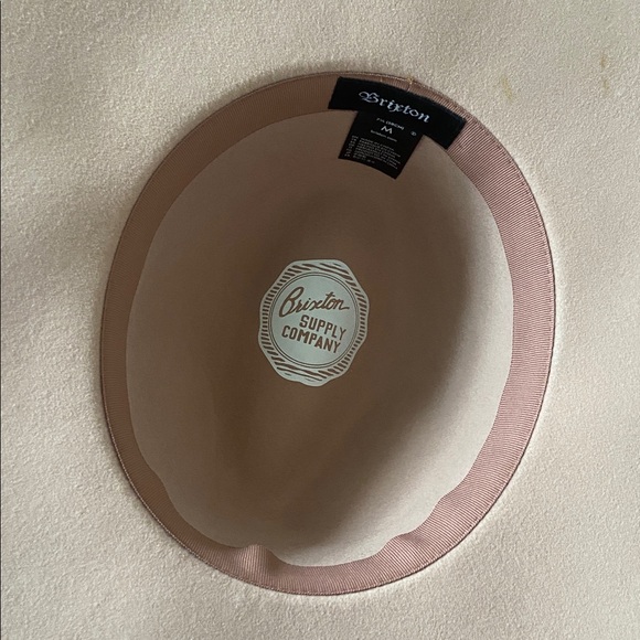 Brixton Joanna neutral felt wool hat wide floppy brim fedora grosgrain ribbon M - Picture 12 of 16